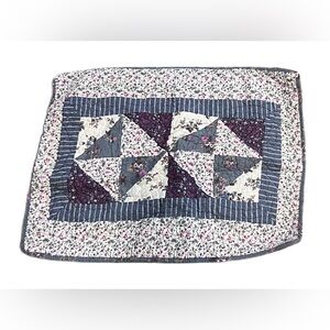 Laura Ashley Sham Patchwork Quilted Floral Blue & Purple Standard Sham